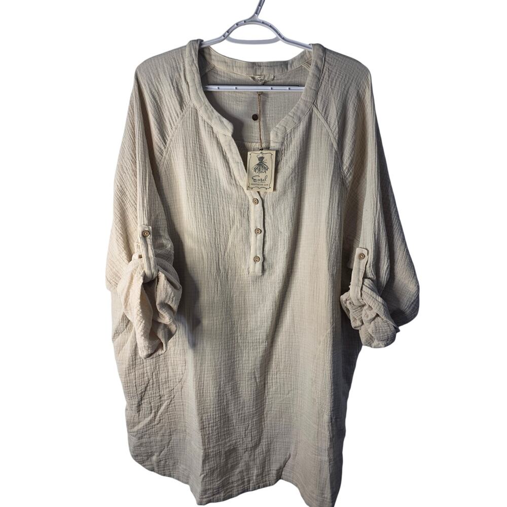 Easel 100% Cotton Tunic Oatmeal NWT